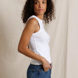 PWT Daphne Structured Rib High Neck Tank in Bright Ivory