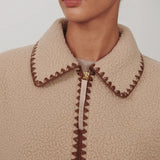 Varley Ruiko Zip Through Fleece Jacket in Light Taupe
