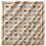 Ellison+Young Equestrian Horse Print Satin Square Scarf Classic Preppy in Classic Cream