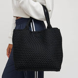 Sol and Selene Sky's The Limit Medium Woven Neoprene Tote. in Black