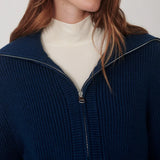 Varley Maura Half Zip Rib Knit in Sea Blue