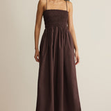 Z Supply Cornelia Poplin Maxi Dress in Chocolate Cherry