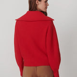 Varley Enrico Zip Through  Knit Jacket in Washed Red