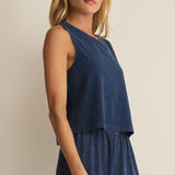 Z Supply Sloane Jersey Denim Muscle Tank in Indigo