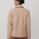 Varley Ruiko Zip Through Fleece Jacket in Light Taupe
