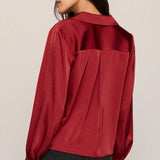 Z Supply Late Night Luxe Button Up in Red Dahlia