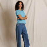 PWT Harley Cotton Boxy Crewneck Tee in Milky Blue