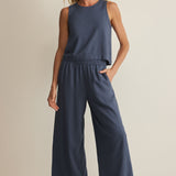 Z Supply Sloane Linen Top in Vintage Indigo