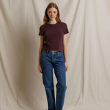 PWT Lisa Recycled Cotton Fitted Tee in Cherry Lacquer