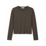 PWT Axel Cotton Boxy Long Sleeve Tee in Dark Olive