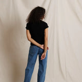 PWT Macy Recycled Cotton Rib Fitted Tee in Black