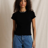 PWT Macy Recycled Cotton Rib Fitted Tee in Black