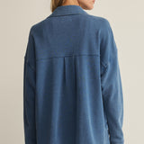 Z Supply All Day Knit Denim Jacket in Calypso Blue Indigo