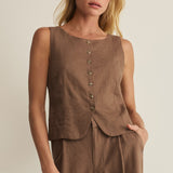 Z Supply Roman Linen Vest in Palo Santo