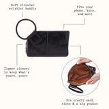 HOBO Sable Wristlet in Suede Leather Chocolate