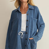 Z Supply All Day Knit Denim Jacket in Calypso Blue Indigo