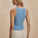 Varley Hanson Rib Knit Tank in Mist Blue