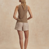 Varley Darina Short in Birch Taupe Stripe