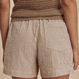 Varley Darina Short in Birch Taupe Stripe