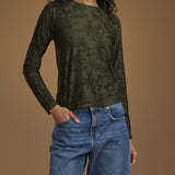 Splendid Cecelia Floral Long Sleeve Tee in Pine