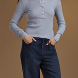 Splendid Thermal Forever Henley in Blue Mist