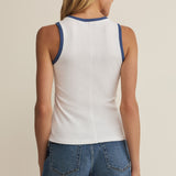 Z Supply Sirena Colorblocked Rib Tank in White