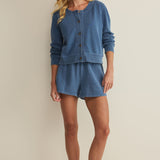 Z Supply Daily Knit Denim Cardigan in Calypso Blue Indigo