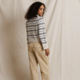PWT Ximena Cotton Cashmere Cropped Stripe Sweater in Oatmeal Heather/Turbulence Stripe