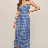 Z Supply Angel Eyes Plaid Midi Dress in Mystic Blue