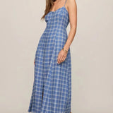 Z Supply Angel Eyes Plaid Midi Dress in Mystic Blue
