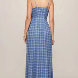 Z Supply Angel Eyes Plaid Midi Dress in Mystic Blue