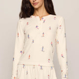 Z Supply Sleepy Head Ski Long Sleeve Henley in Vanilla Ice